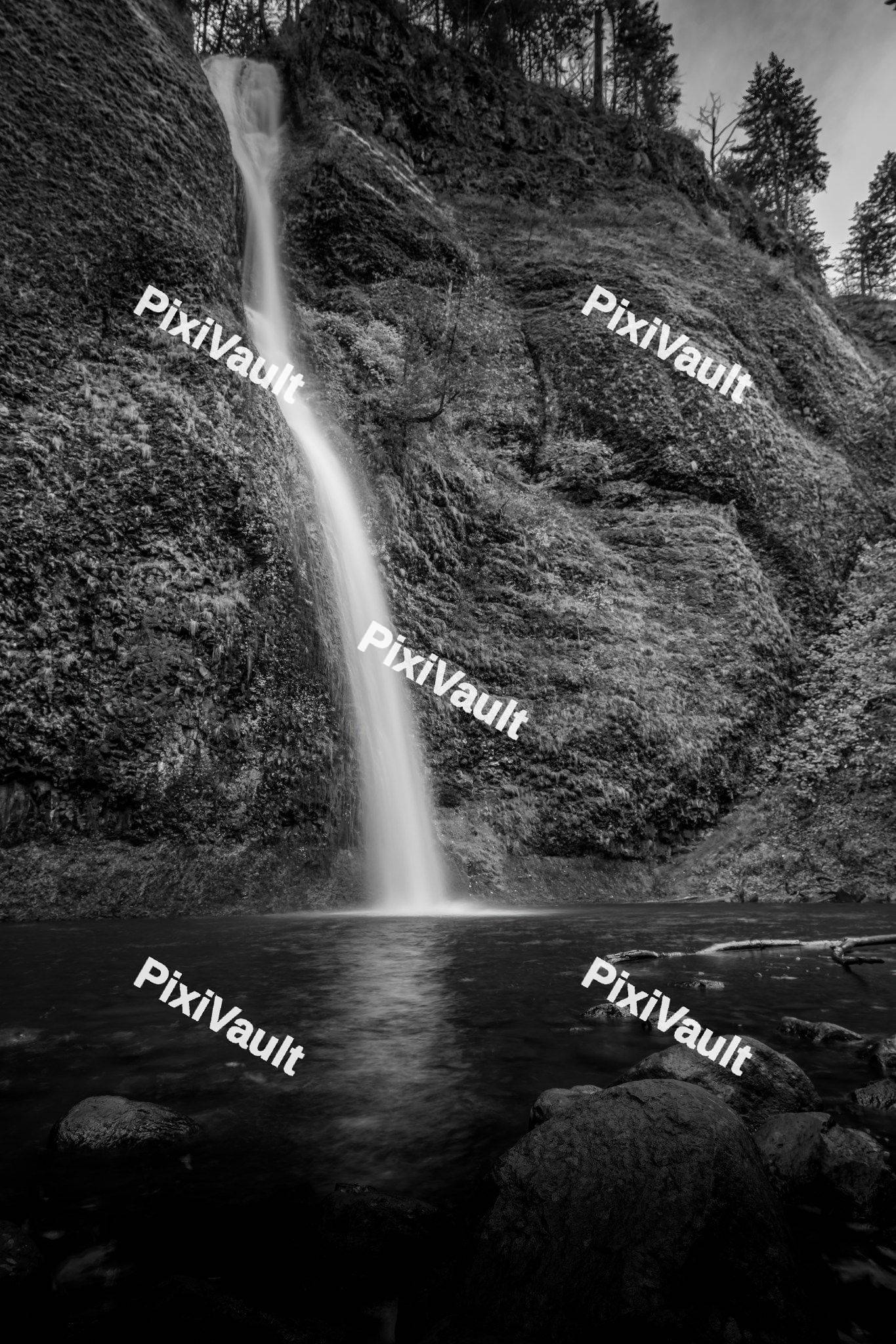 Waterfall streaming into the river